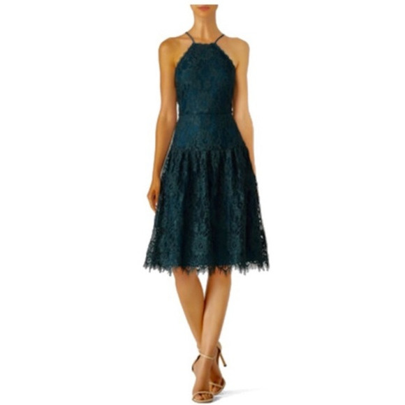 Trina Turk Green Broadway Lace midi Dress Sz‎ 2 sleeveless - Picture 1 of 8